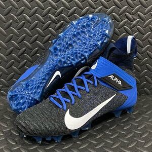 Nike‎ Alpha Menace Elite 2 Flyknit Football Cleats Black Blue Mens Size 13
